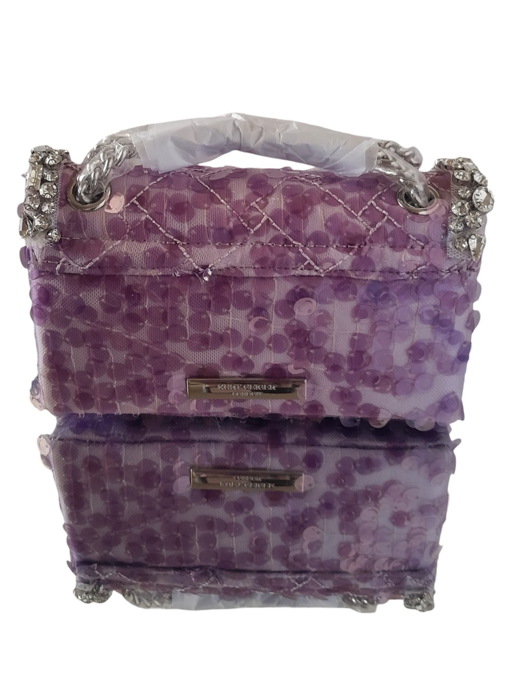 Kurt Geiger London Mini Kensington Purple Sequin Embellished Crossbody Bag NWT - Picture 11 of 13